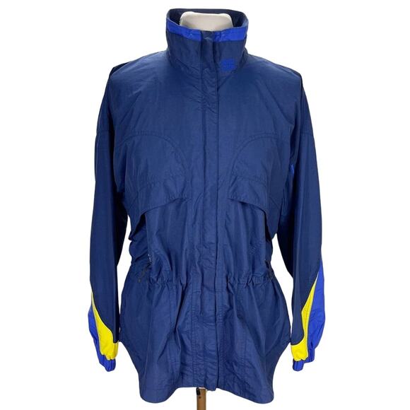 Vtg Moving Comfort Blue High Collar Zip Up Windbreakers 90s Jacket Sz Large - Picture 1 of 13